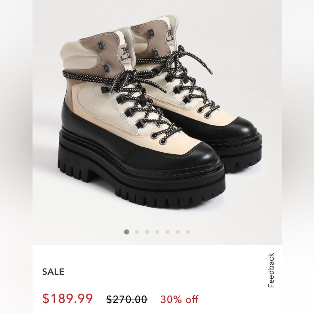 Size 7 (37) Women's Black and Cream Boots “Kace Combat Boot”
